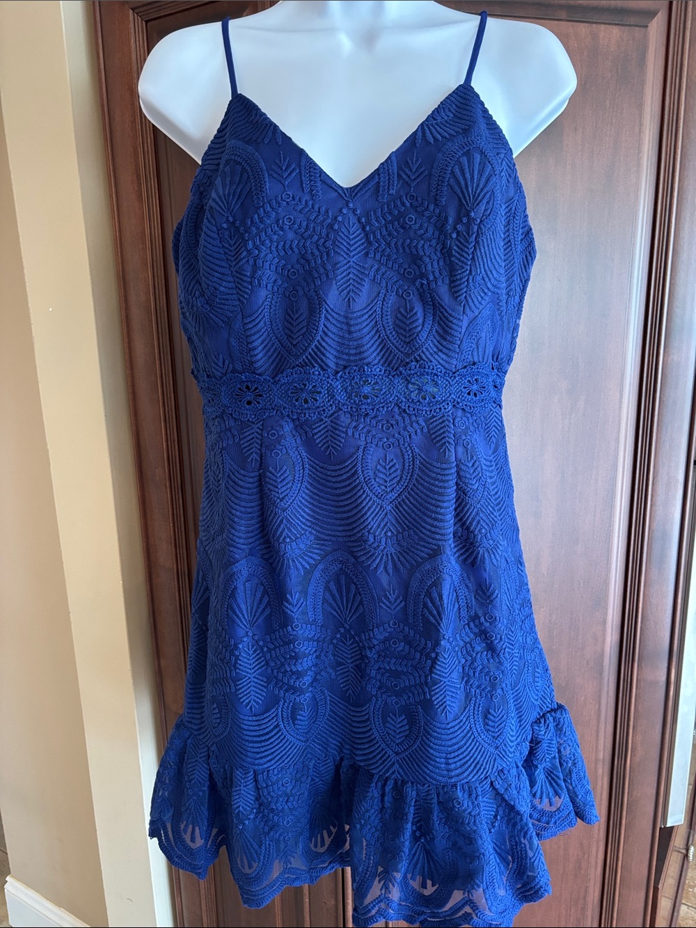 Ina Royal Blue Lace Spaghetti Strap Mini Dress